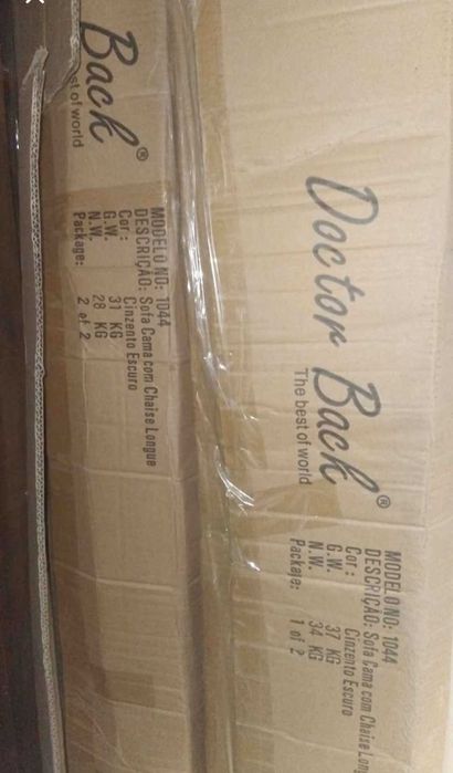 Sofa chaise longue com baú de arrumação e sofa cama