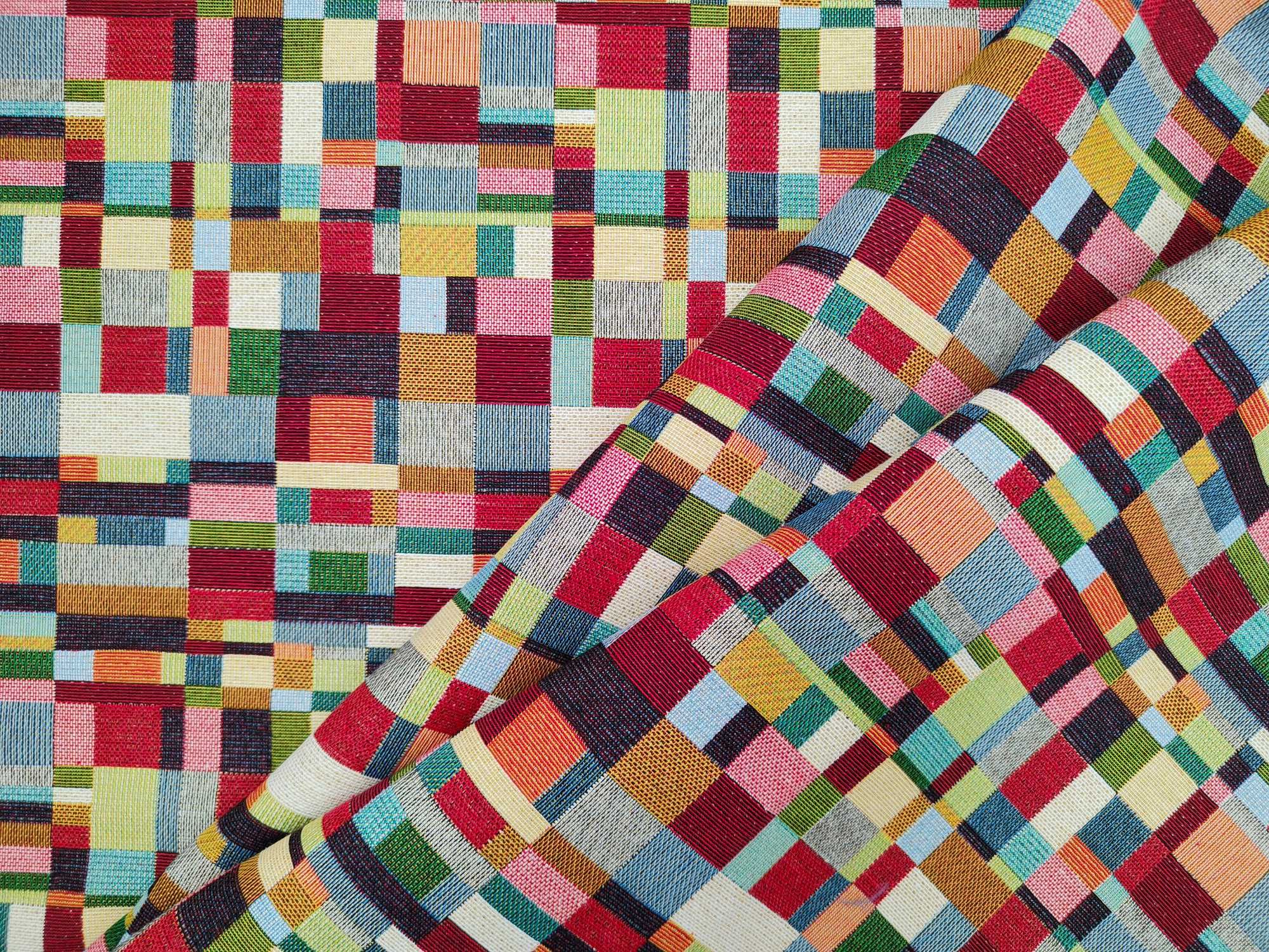 Tkanina tapicerska wzorzysta żakard Tetris