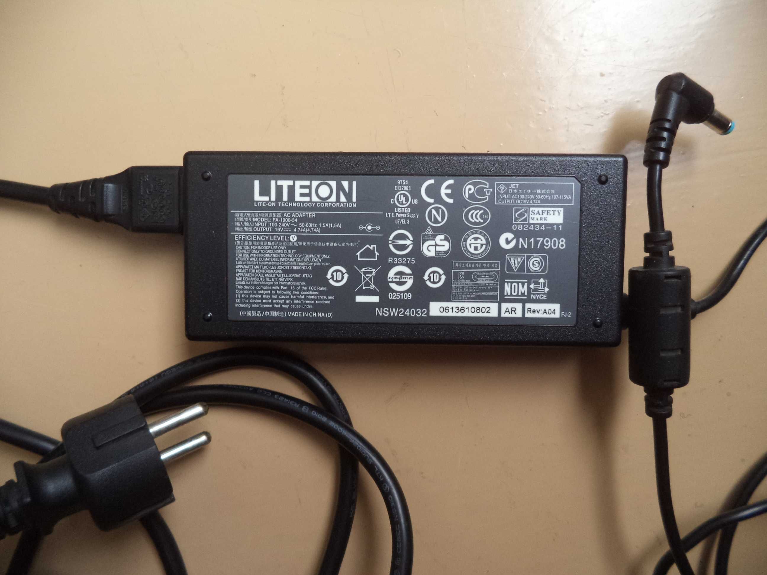 АС Адаптер (блок питания) LITEON мод. РА- 1900-34 и сетевой кабель