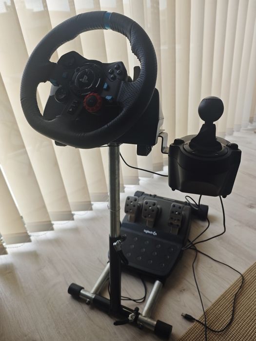 Volante, Pedais e Shifter Logitech + Suporte