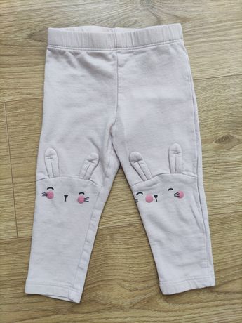 Różowe spodnie z królikiem H&M 80