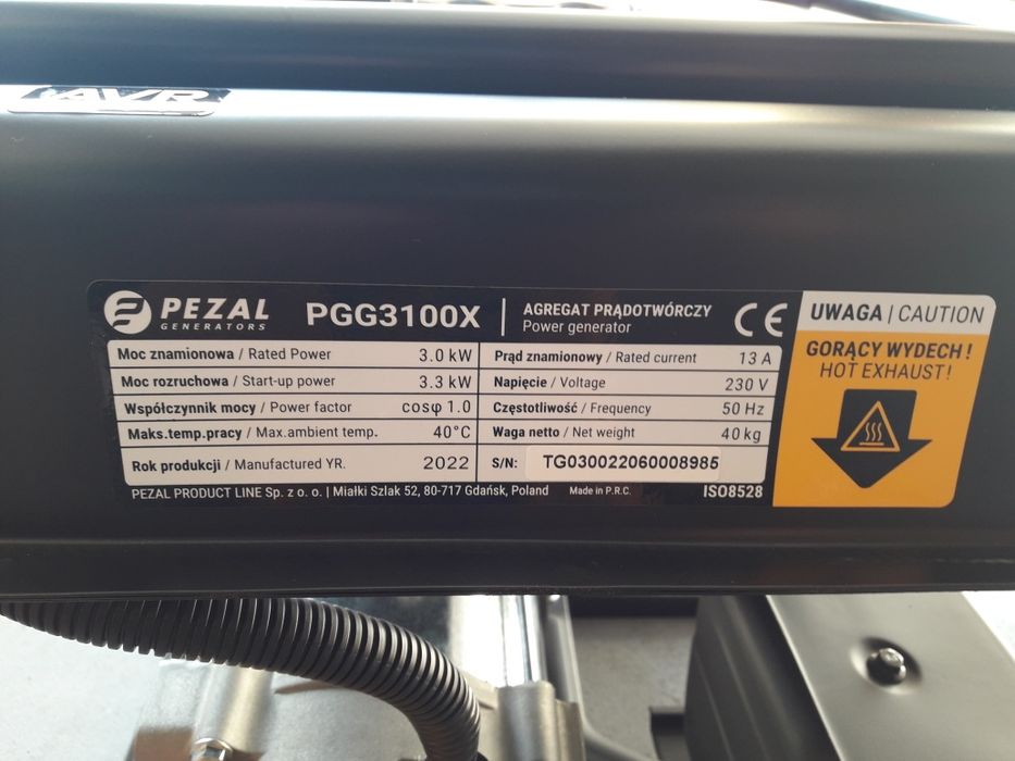 NOWY Agregat prądotwórczy Pezal PGG 3100X 3 kW mocny