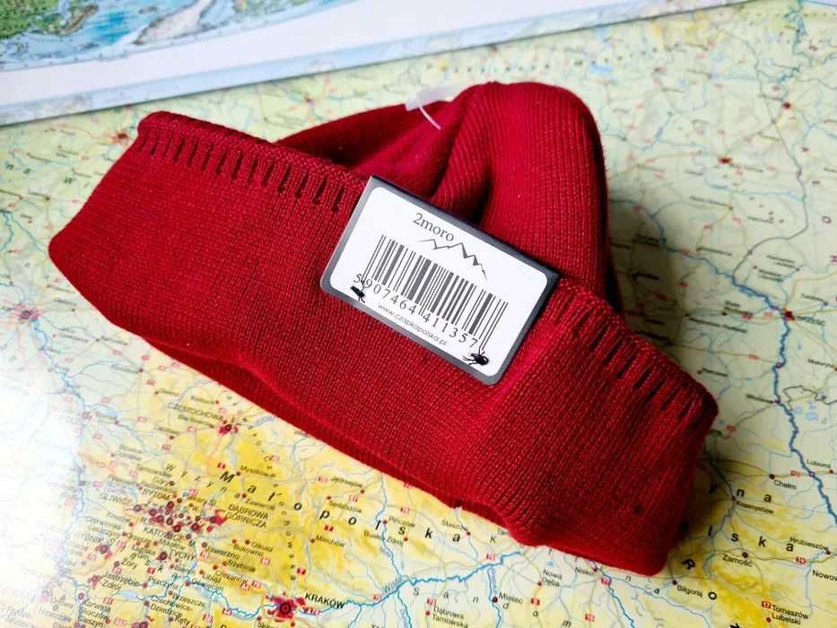 Męska czapka jesienna nowa Czerwona modna ocieplana 2Moro