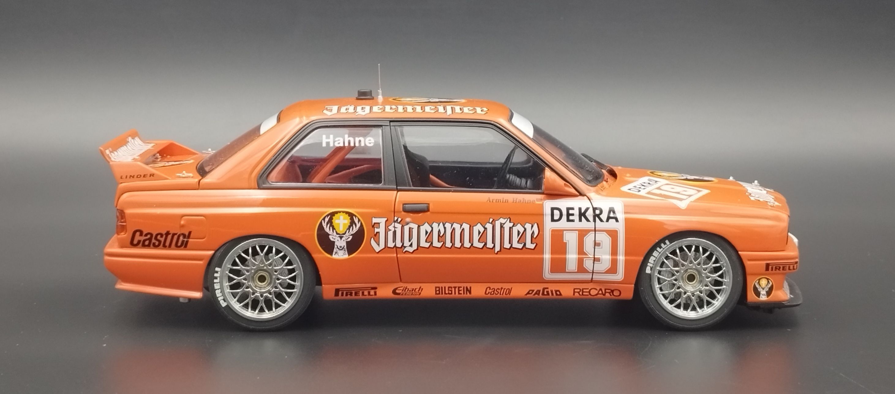 1:18 AutoArt 1992 BMW (E30) M3 Jagermeister #19 Hahne model NO Box