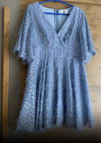 Sukienka błękitna z cekinami ASOS