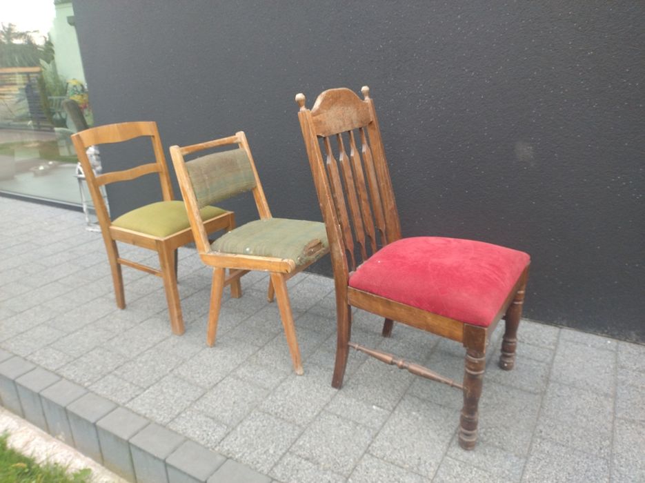 Zestaw starych krzeseł PRL stylizowane  lata 50, 60, 70, 80