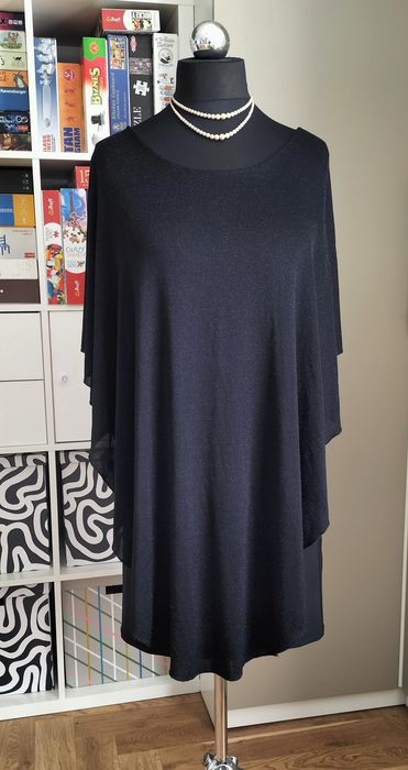 Czarna sukienka z połyskiem luźna plus size impreza wieczorowa 42 44