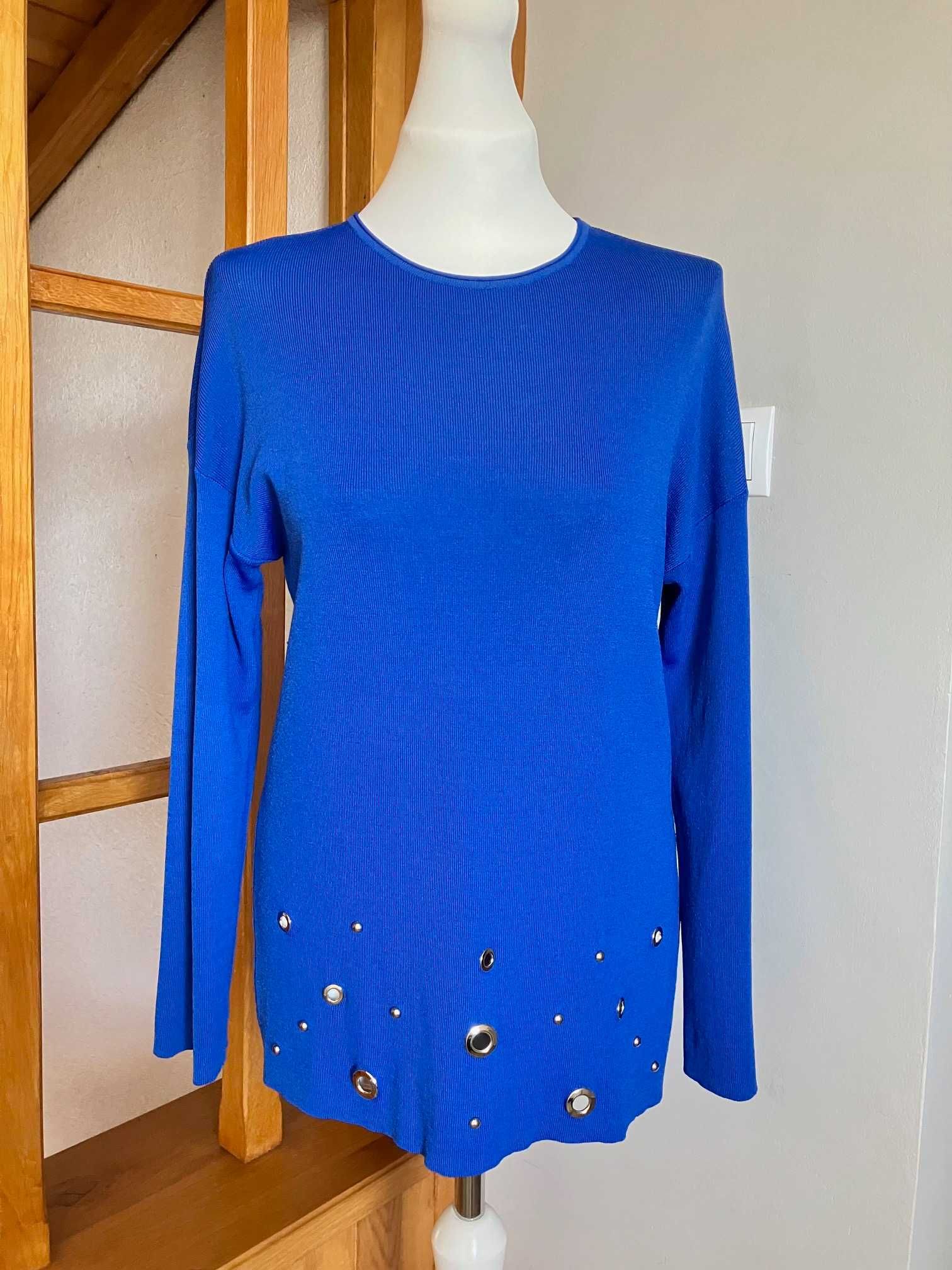 Nowy elegancki chabrowy włoski sweter bluzka Skylab Milano