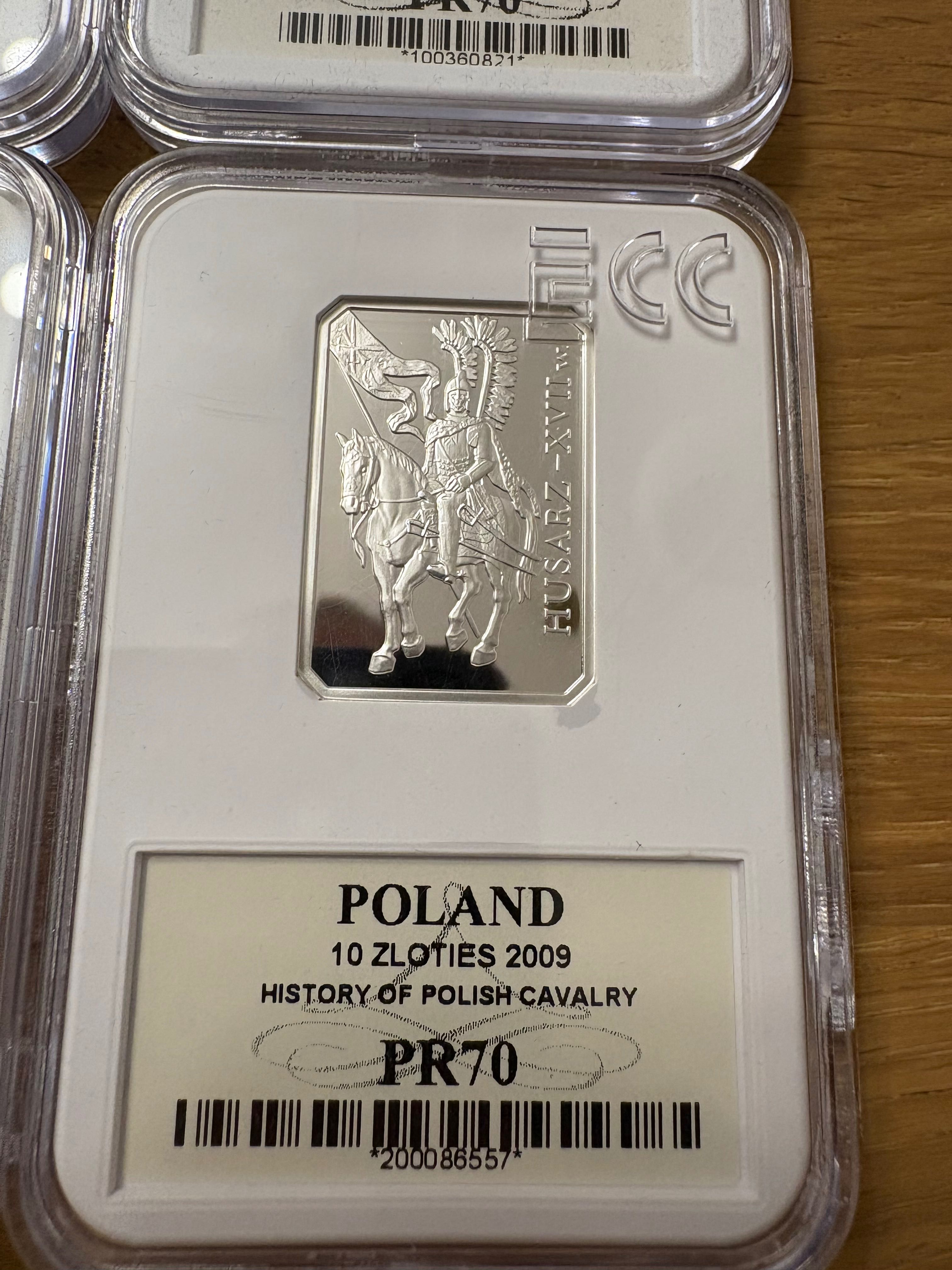 Zestaw 6 monet 10 zł NBP, srebro grading PR70