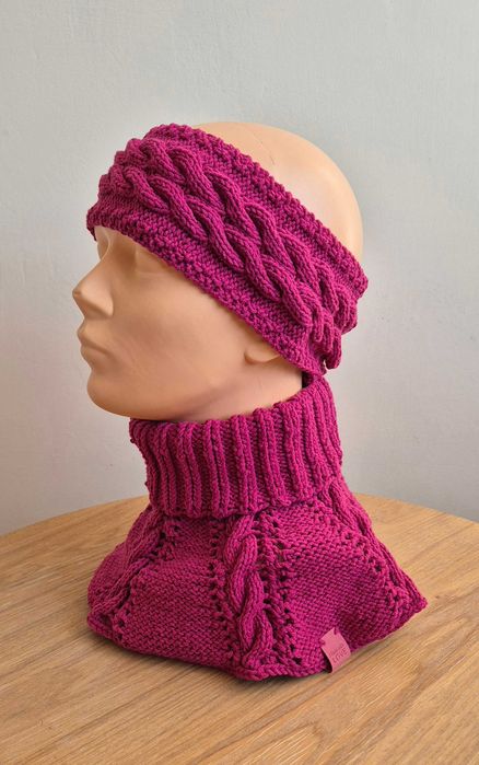 Komplet damski: golfik zamiast szalika i opaska na głowę - Handmade