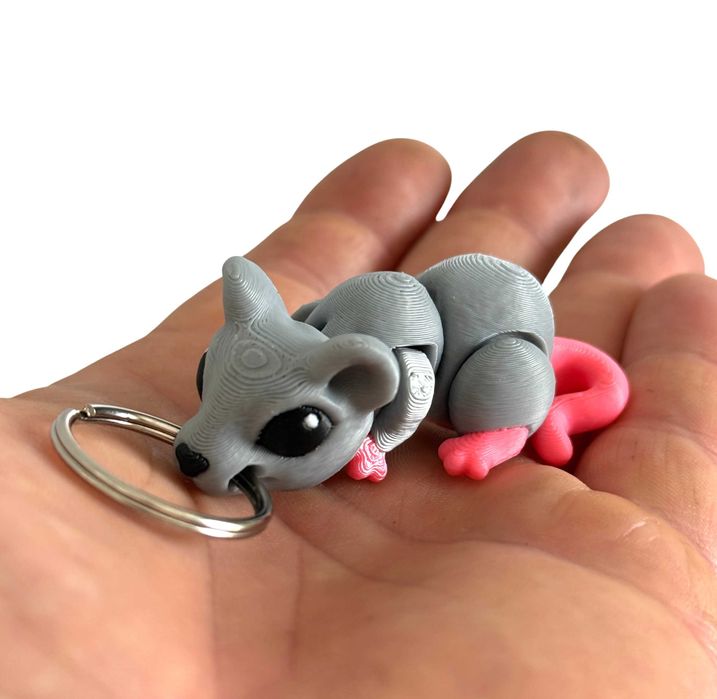Myszka, mysz 3D przegubowa, brelok – mała kieszonkowa figurka, zabawka