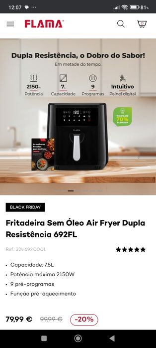 Oportunidade, Air Fryer Flama sem óleo praticamente nova