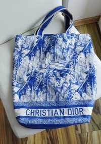 Christian Dior tote torebka orginalna len