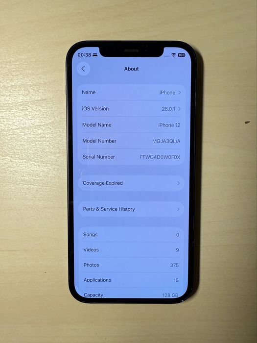 iPhone 12 Black 128GB Battery 100%