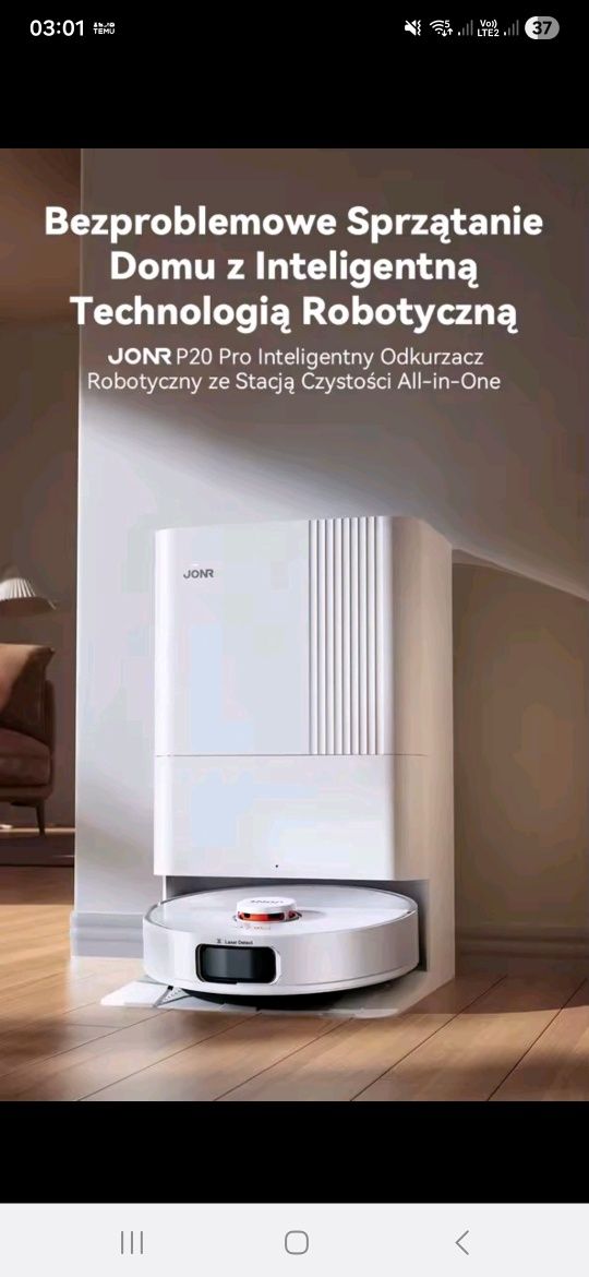 Jonr p20 pro nowy robot odkurzacz plus mop
