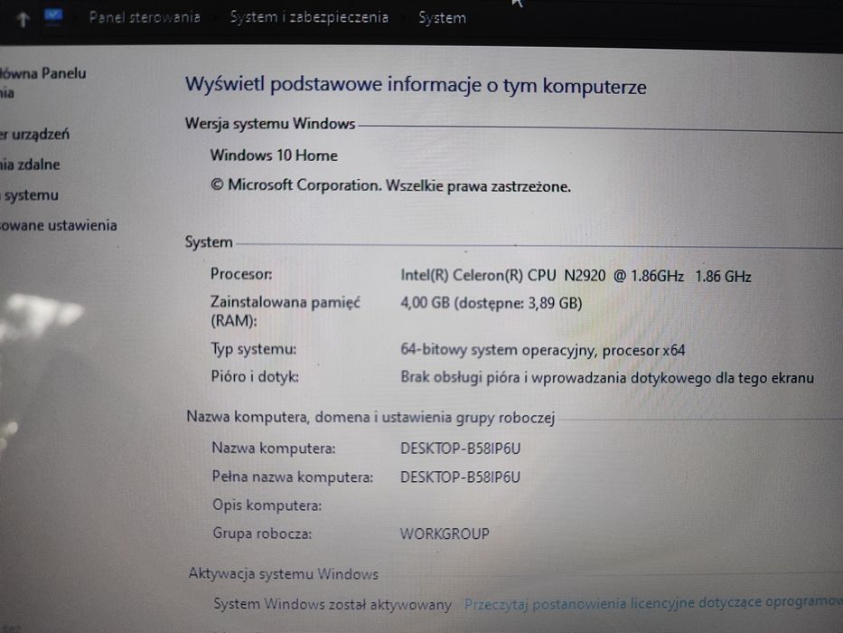 Laptop Acer 15,6 4GB RAM Win10