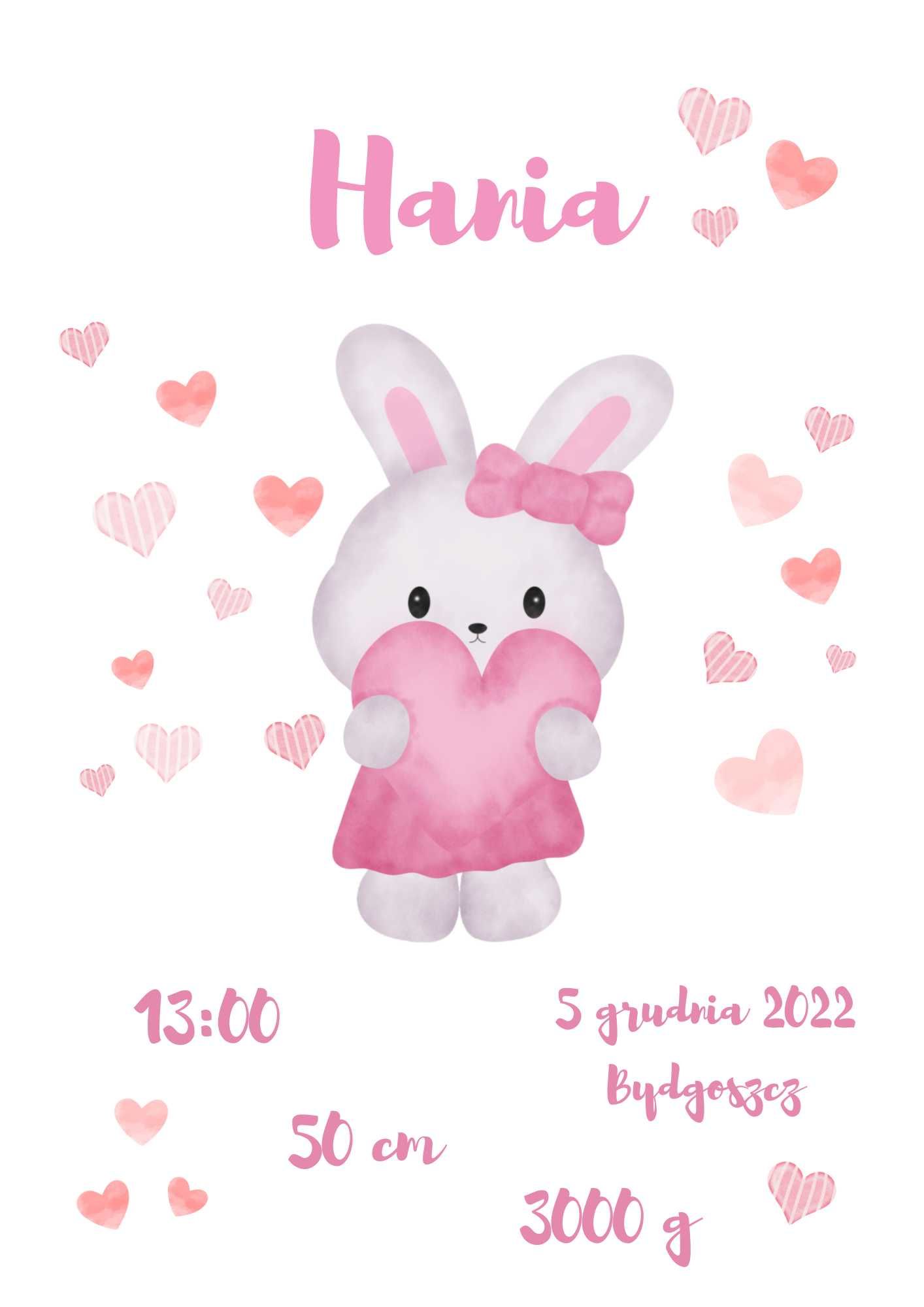 Metryczka narodziny dziecka w ramce A4