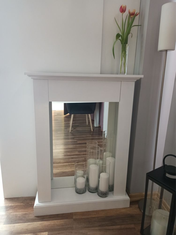Drewniany kominek, portal kominkowy, kominek atrapa