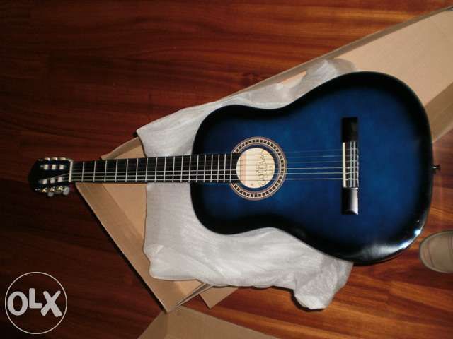Guitarra clássica de madeira 3/4 ou 4/4 de cor azul