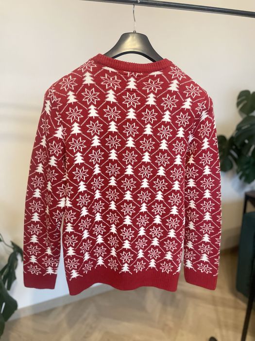 Czerwony męski sweter świąteczny z lamą Reserved L