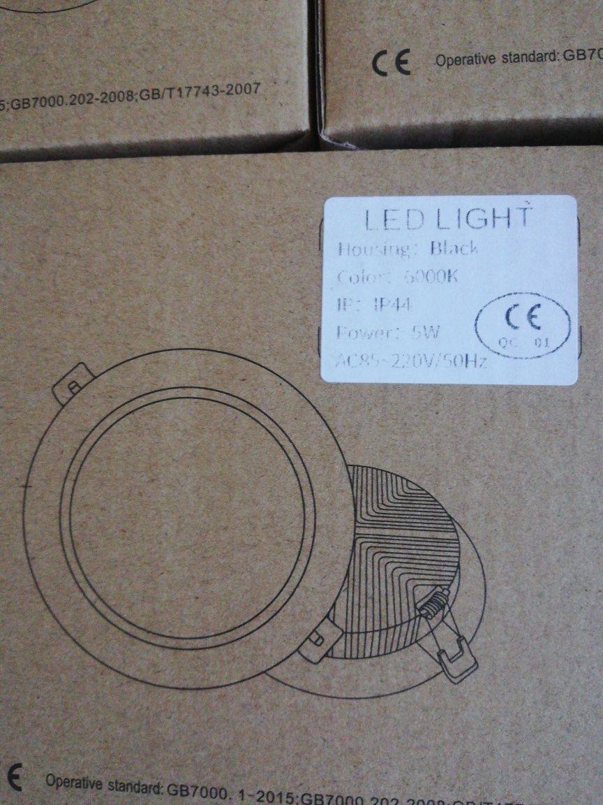 Okrągłe lampy sufitowe LED Light czarne 6000K IP44 5W 5szt.