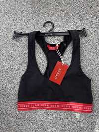 Guess nowy czarny sportowy top stanik guma logo blogerski XS