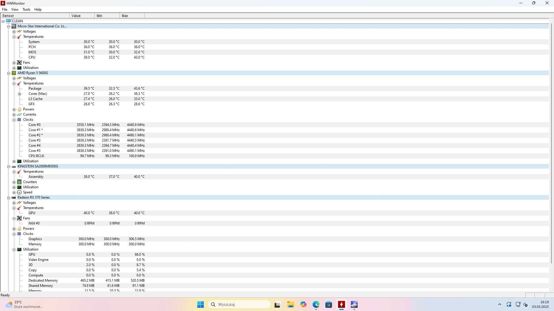 Komputer Ryzen 5 5600g 16GB + RX 570 (opis)