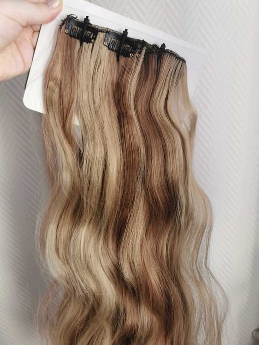 Doczepiane włosy clip in 65 cm pasma orzechowy brąz