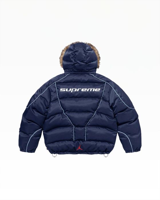 Курту пуховик Supreme x Jordan Puffer Jacket чорного,білого,та кольору