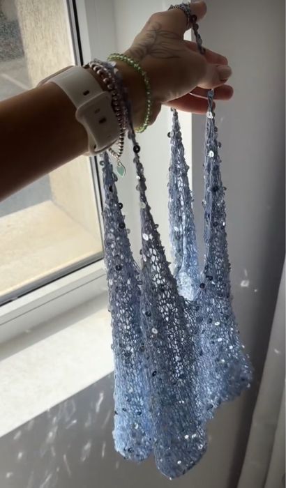 Вязаный топ королевская пайетка