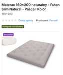Materac futon 160x200 naturalny , futon slim naturall - firmy Pascall