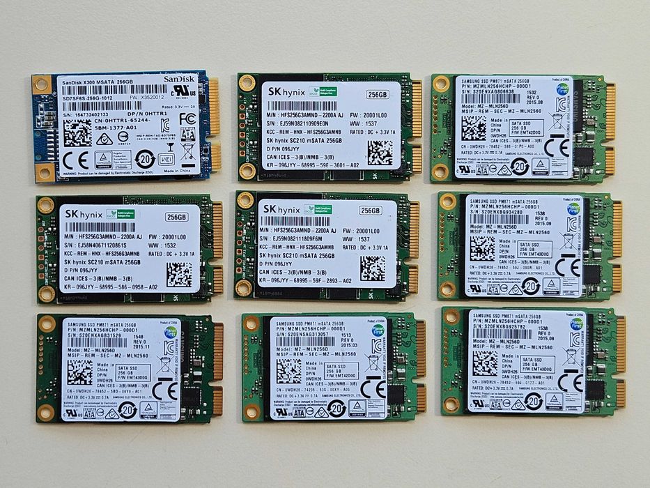 SSD 256Gb mSATA Samsung SK hynix SanDisk 82 - 100% здоров'я