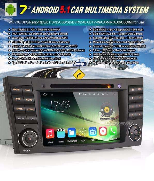 Auto-rádio 2 din android 14 64GB para Mercedes E220 w211 w219 w463
