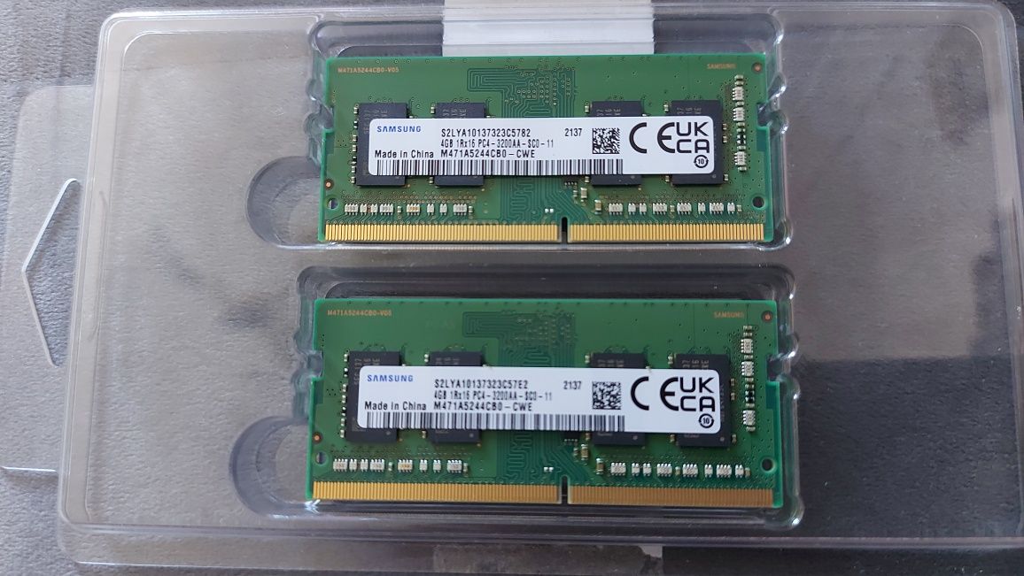 Pamięć RAM (Samsung) 2x4GB 3200MHz, DDR4, SODIMM.