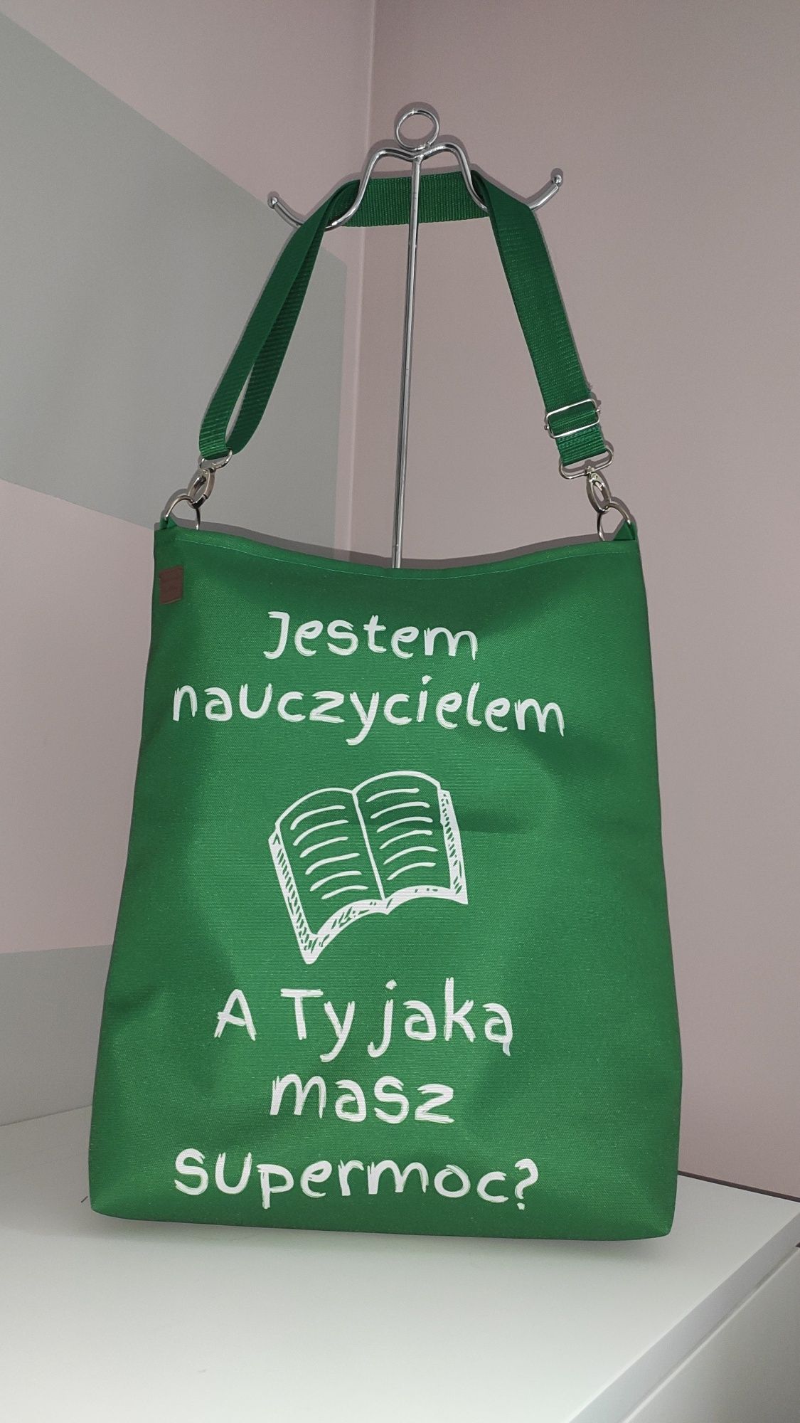 Torba na Dzień nauczyciela shopper bag dla nauczycielki, pomieści a4