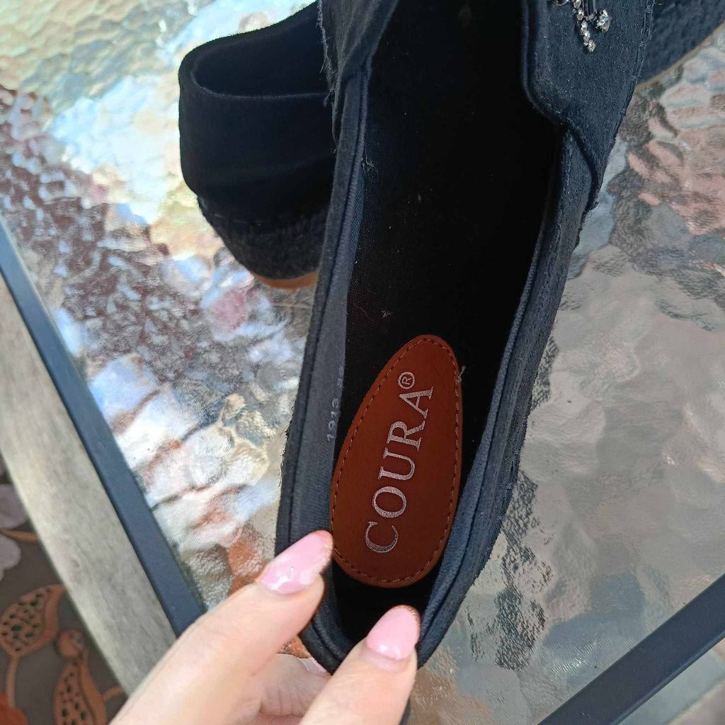 Espadryle zamszowe Boho czarne 39  mokasyny