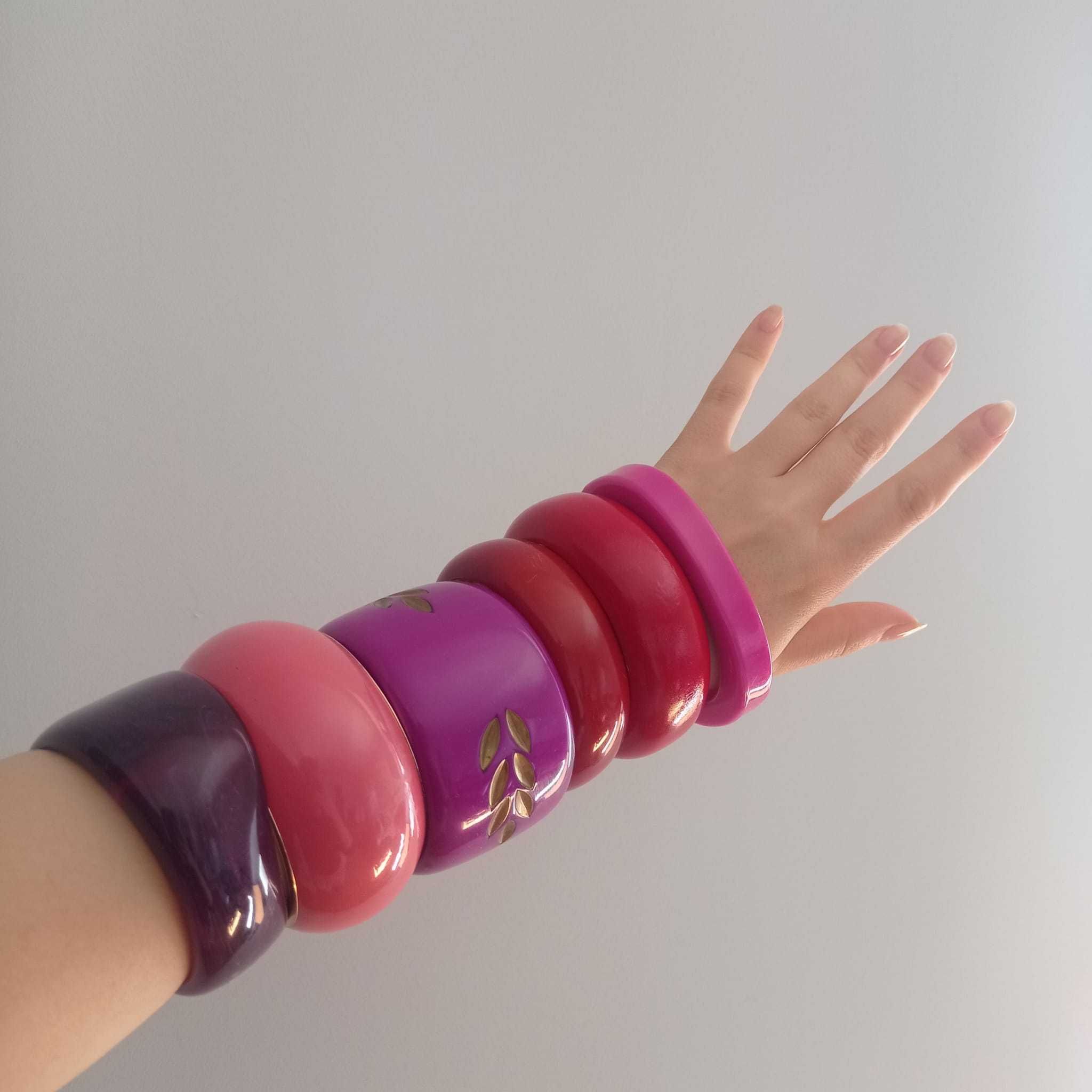 Bransoletki zestaw plastikowe vintage retro boho kolorowe ozdoby