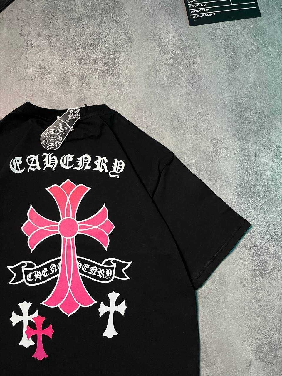 Чорна Футболка Chrome Hearts з бірками (Хром Хартс)