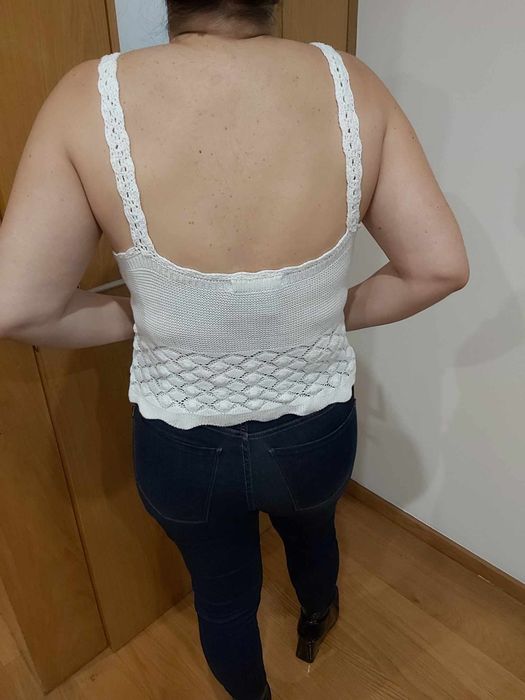 Top branco em croché