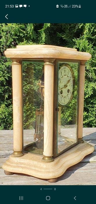Zegar kominkowy antyk XIXwiek narmur szkło glas prezent na święta