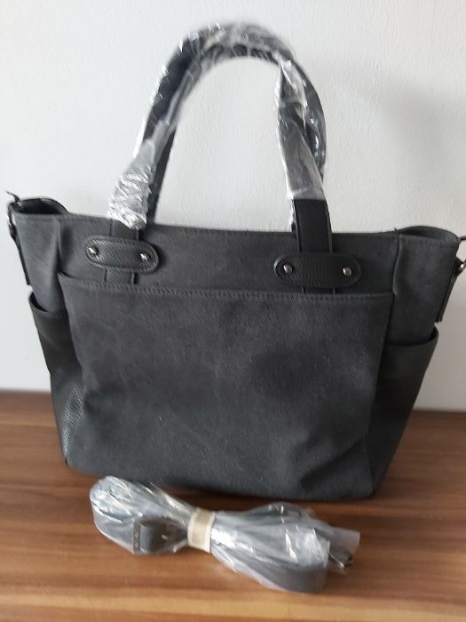SP Torebka FLY LONDON torba damska shoperka czarna materiałowa mucha