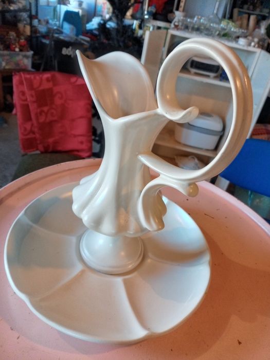 Conjunto de jarro e prato olaria OAL