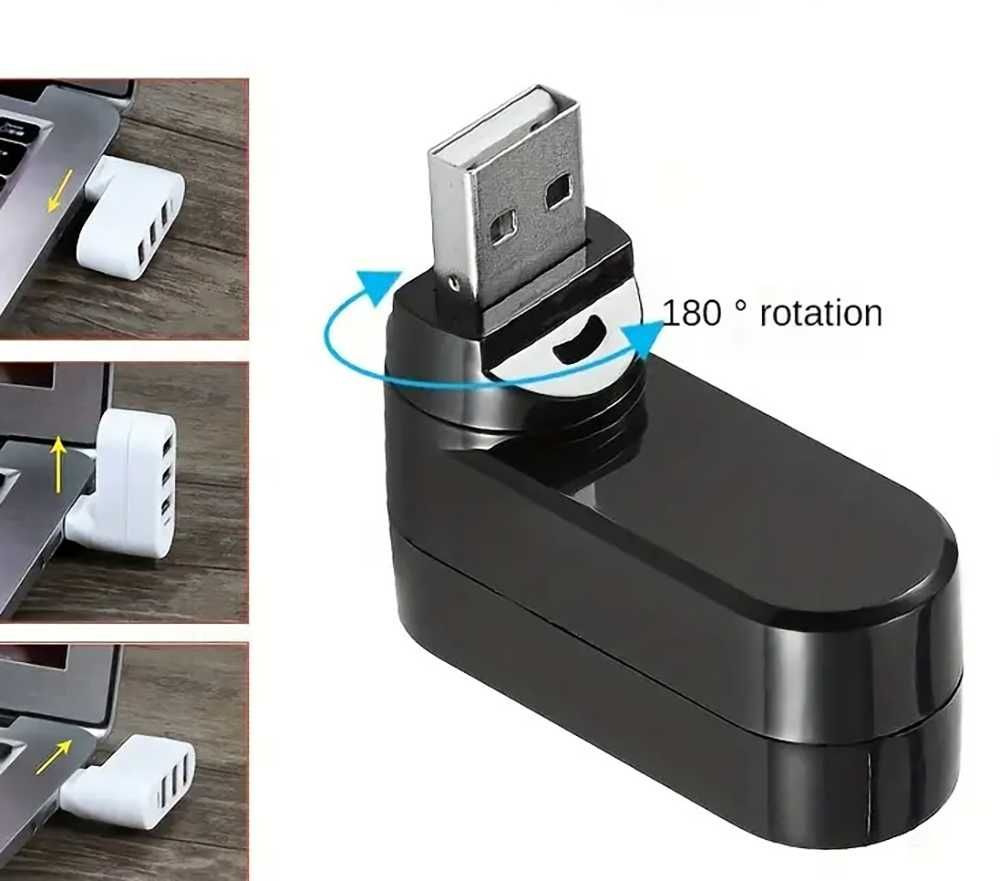 Adapter hub USB do komputera, laptopa. 3 porty , rotacyjny 180 stopni