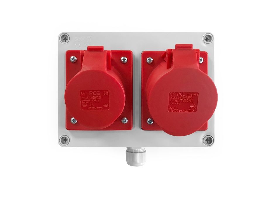 Rozdzielnica elektryczna, gniazda siłowe 1x16A 400V 5P | 1x32A 400V 5P