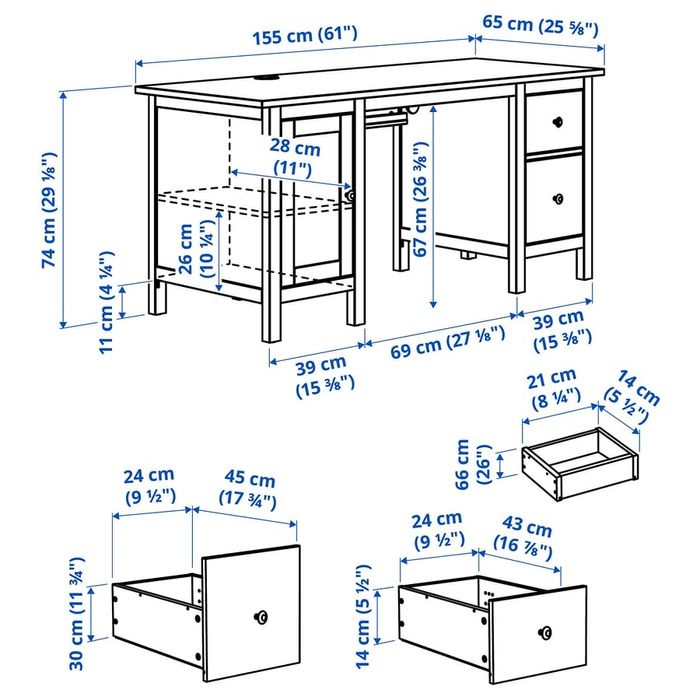 Biurko hemnes białe Ikea 155x65