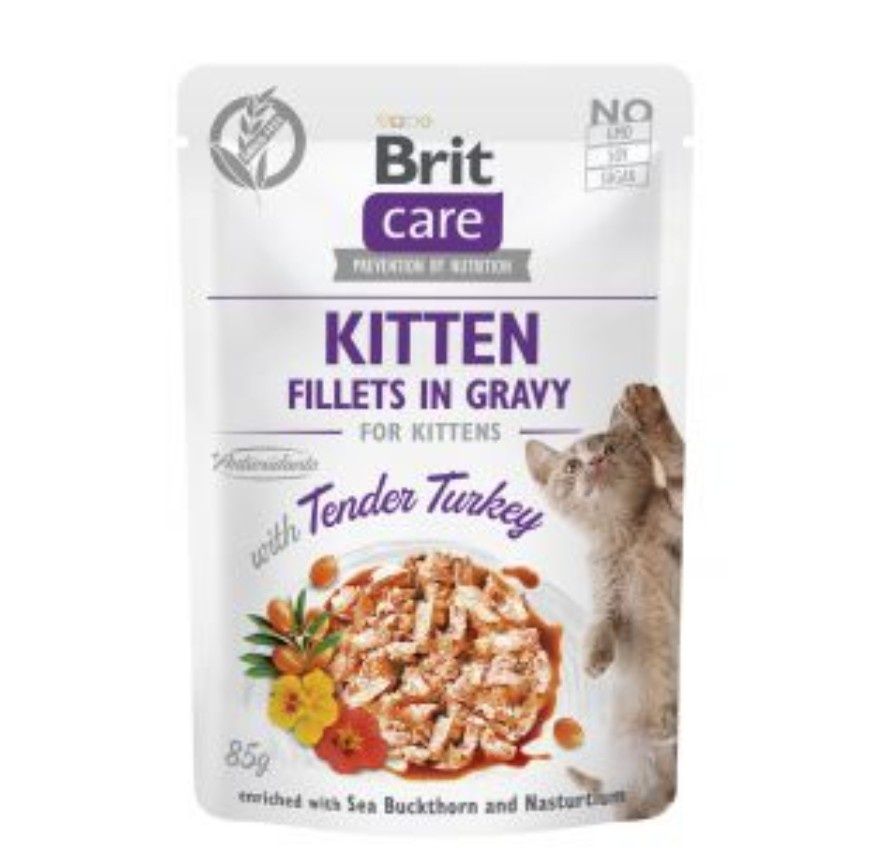 Brit Care Cat Kitten kurczak i indyk w sosie 10x85g