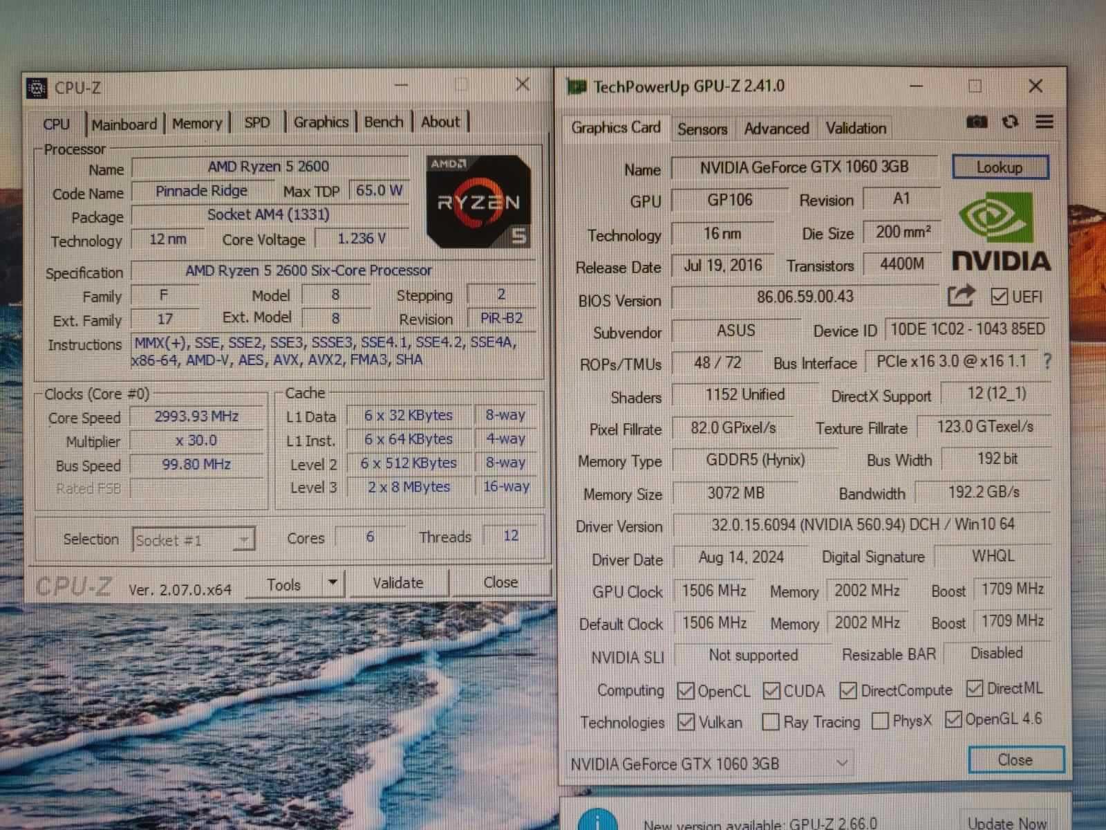 ИГРОВОЙ КОМП AMD Ryzen 5 2600,GTX 1060,DDR4 (16 Gb),SSD 240 Gb,HDD 500