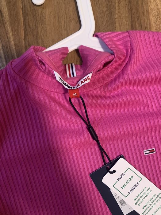 Sukienka prazkowana neon róż tommy jeans m