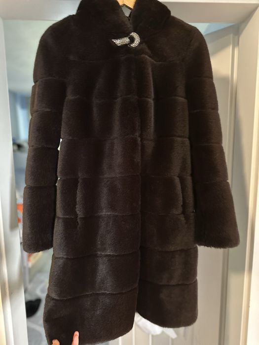 damski ciepły płaszcz futrzany