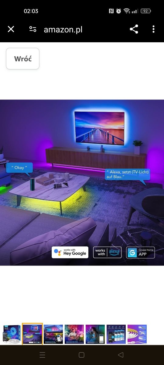 Taśma LED Govee WiFi 5m, inteligentna taśma LED RGB,